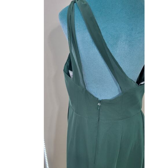 Azazie Green One Shoulder Dress - Picture 9 of 14